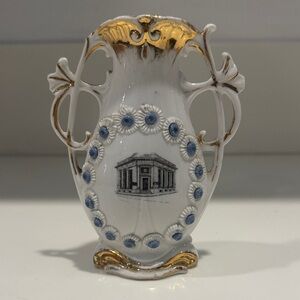 Vintage Decorative Porcelain Bud Vase - Citizens National Bank 24k Gold Accents